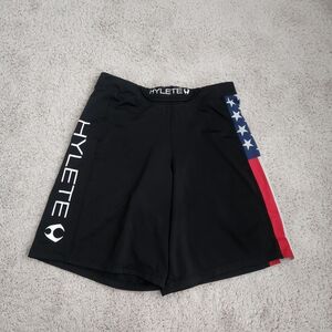 Hylete Performance Shorts 9.5” Mens Medium Black USA Above Knee Stretch Gym